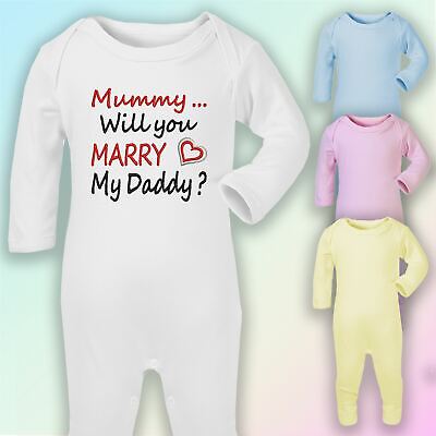 Marry my Daddy Embroidered Baby Romper Babygrow Gift Mummy Proposal Marriage