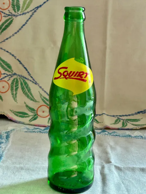 Vintage 1958 Squirt Green Swirl ACL Soda Pop Bottle - 12 FL. OZ. - Clean & NICE!