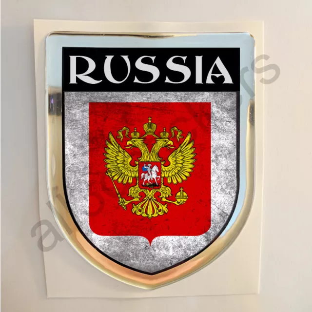 Russia Adesivi Scudetto 3D Emblema Stemma Sporco Resinato Adesivo Resinati