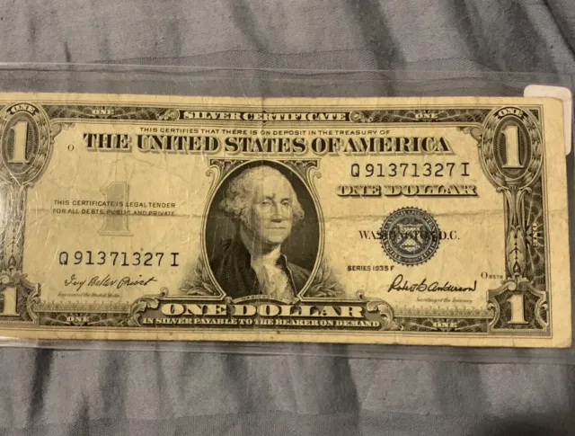 Series 1935 F One Dollar $1 Blue Seal Silver Certificate Rare Misprint US Money 7