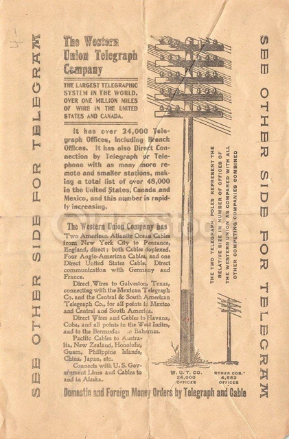 Western Union Telegraph Company Antique Graphic Advertising Flyer 1930