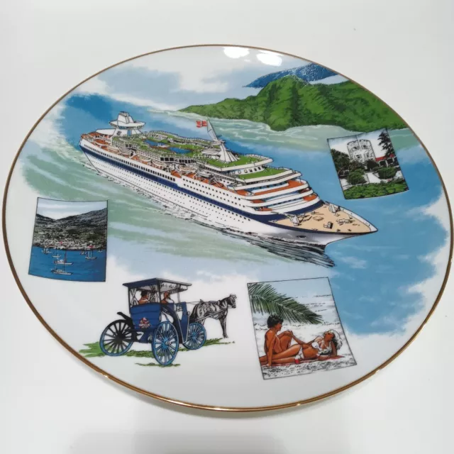 American National Ins Co Fine Porcelain Plates Caribbean Fantasy 22k Trim 1984