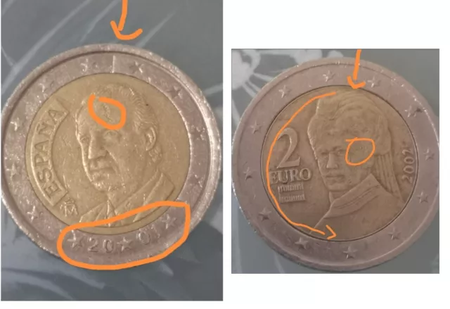 FEHLPRÄGUNG 1 EURO Münze, sehr selten, Österreich-Mozart EUR 290