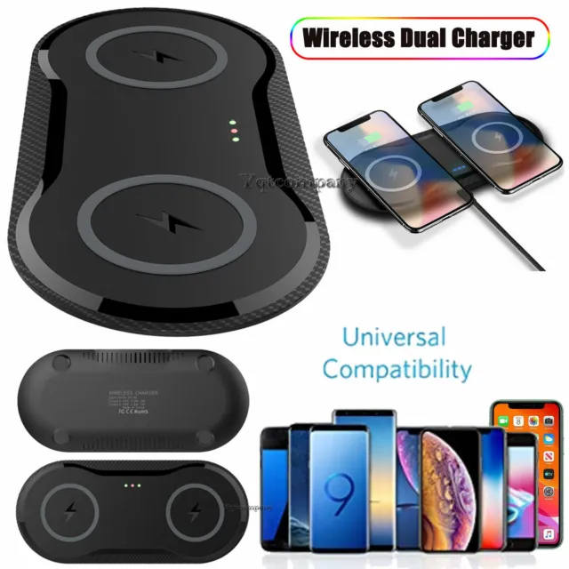 Dual Wireless Charger Charging For Galaxy S10 S20 FE S21 S22 Ultra Note10 S9 S8+