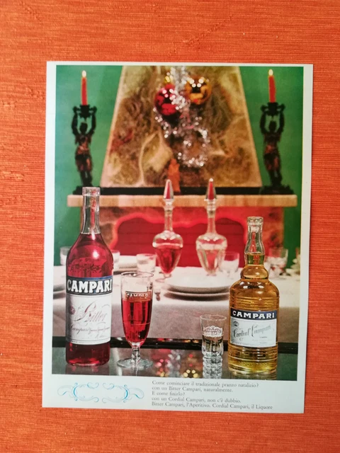 PUBBLICITA' CARTACEA ORIGINALE ADVERTISING BITTER & CORDIAL "CAMPARI" del 1965