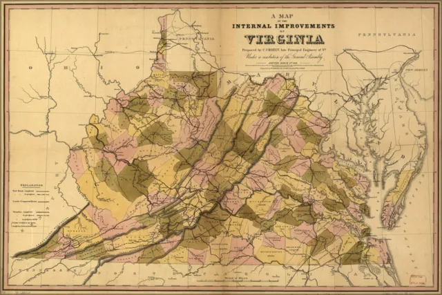 Poster, Many Sizes; Map Of Virginia 1848