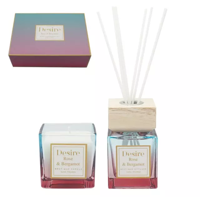 100ml Reed Diffuser and Scented Candle Set Rose & Bergamot Gift Boxed