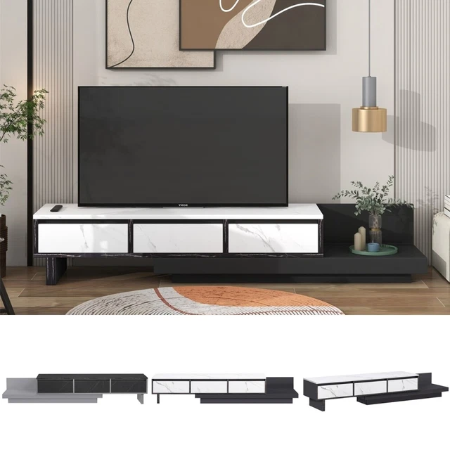 Particle Board Media Console Table Furniture TV Stand Modern Bedroom 3-Drawer