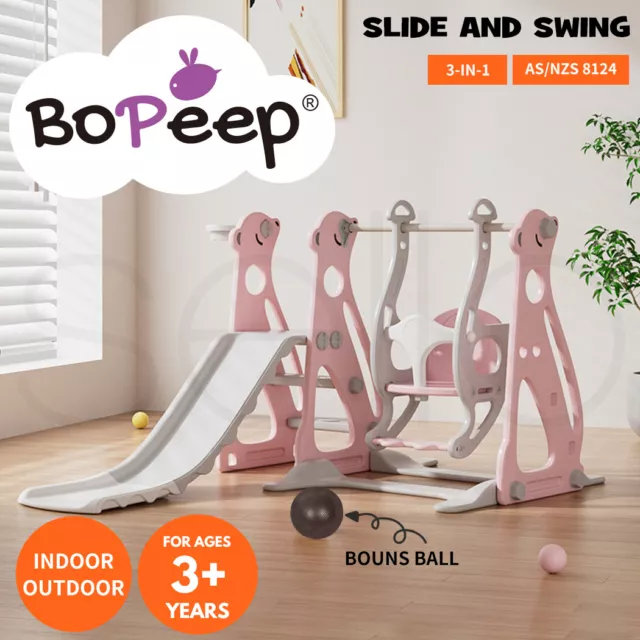 Bopeep Kids Slide Swing Basketball Ring Hoop Children Toddlers Play Toys Indoor