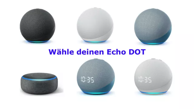 Amazon Echo Dot (5. Gen) Smarter Lautsprecher mit Alexa (m/o Uhr) Blaugrau/Weiß