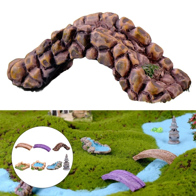 7 Pièces Mini Ponts & Puits Résine - Accessoires Micro Paysage Jardin Figurines Miniatures Décoration Bricolage Extérieur Intérieur
