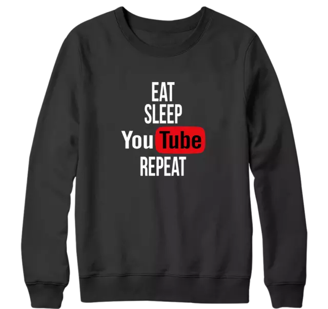 Eat Sleep Youtube Repeat Sweatshirt Youtuber Funny Novelty Vintage Party Gifts