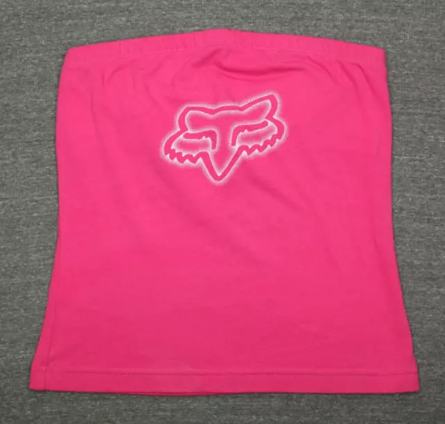 FOX Racing Strapless Tube Top Womens XS Hot Pink White Large Logo Icon Shelf Bra