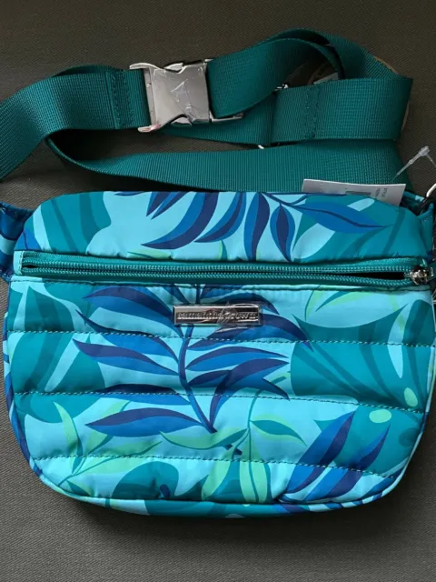 Samantha Brown To-Go Quilted Hip Bag with Pouch TROPICAL PALM LEAF nwt 3