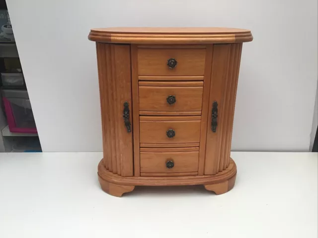 Vintage Style Solid Wood Wooden Jewellery Box 10" X 10" X 5"