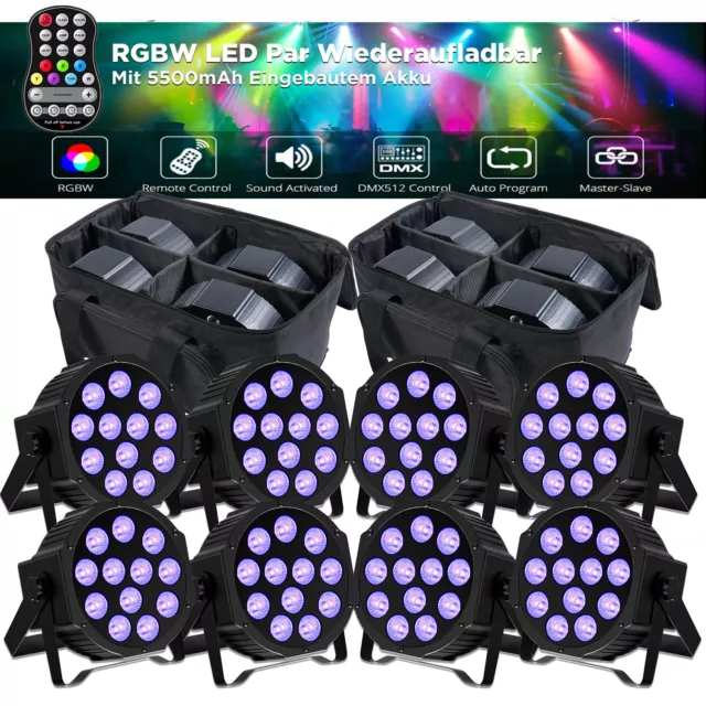 RGBW LED Par Wiederaufladbar 12 LED Par Strahler DMX DJ Show Partylicht / Tasche