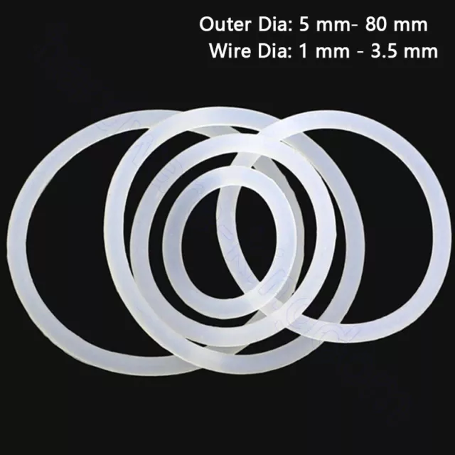 Silikon O-Ringe Food Grade O-Ring OD 5 - 80 mm Seal Washer Rubber O Ring White