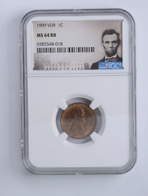 FIRST YEAR ISSUE GEM BU Unc 1909 VDB MS 64 RB Lincoln Wheat Cent NGC *561
