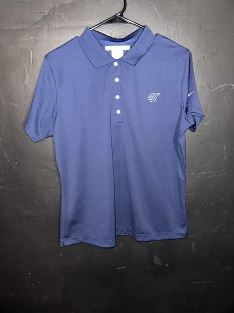 Nike Golf Polo Shirt Womans SZ XL Dri Fit Blue Short Sleeve Button Embroidered