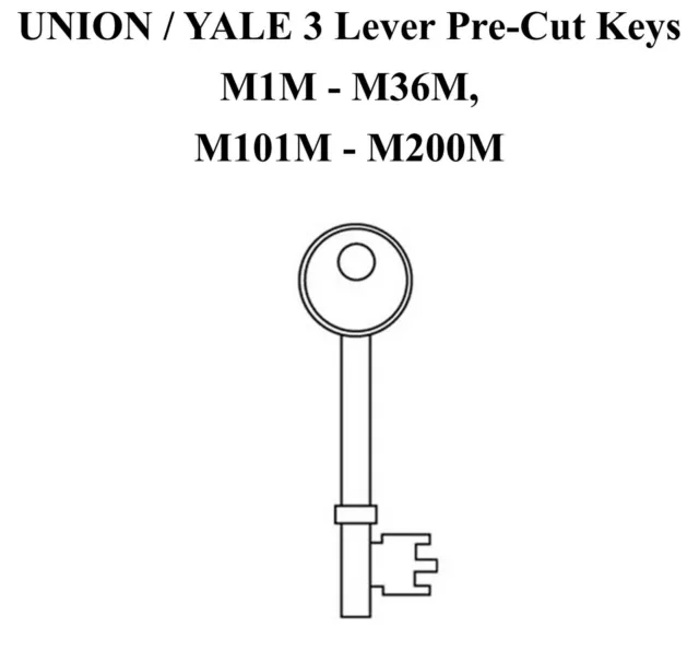 Union & Yale  M1M - M36M and M101M - M200M Pre Cut Mortice Key / Mortice Keys