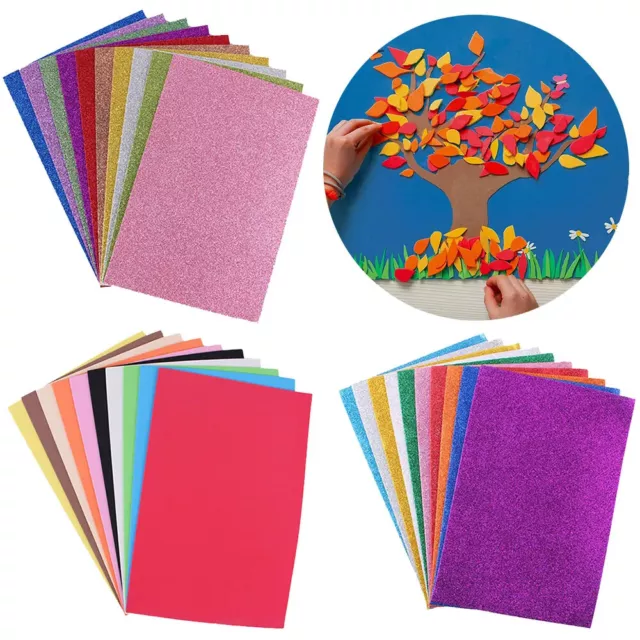 Glitter/Regular EVA Foam Sheets Sponge Art Craft Party Bulk 10pcs 7.8"x11.8" 2mm