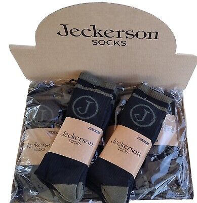 Set 6-12 Calze Corte Jeckerson Di Qualità Nero Verde Elasticizzati Socks Moda
