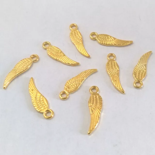 LOT de 40 PENDENTIFS DORES perles breloques AILES d'ange oiseau 18 x 5mm WINGS