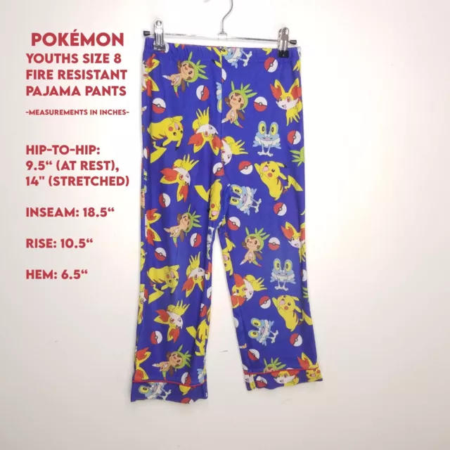 Youths Size 8 Blue Yellow Red Blue Brown Fire Resistant Pokémon Pajama Pants