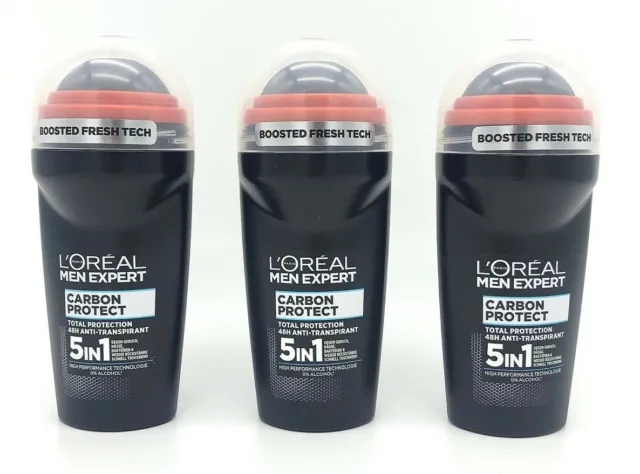 ✅ Loreal Men Expert Carbon Protect XXL Roll-On Deo 48h Anti Transpirant 3x 50ml✅