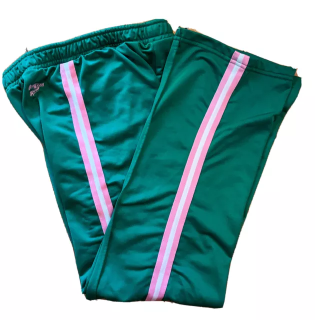 OSHKOSH Vintage Girls 12 Althletic Pants 2000 Y2K flared green poly
