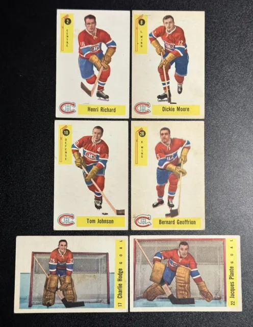 1958-59 Parkhurst Hockey Lot Of 9 Hall Of Famers, Stars H. Richard, Plante