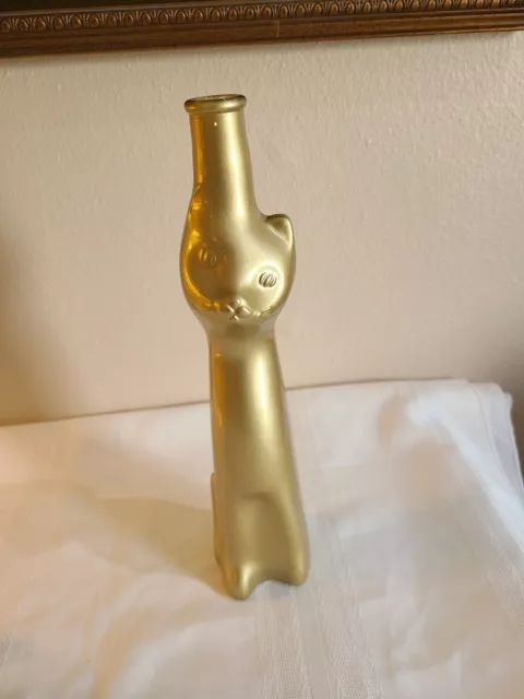 Happy Cat Gold Moselland Rheinhessen Riesling Empty Glass Wine Bottle