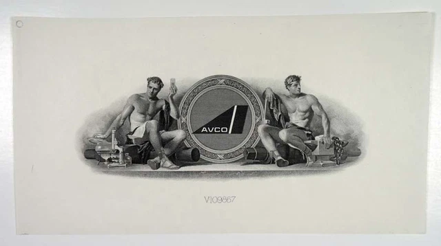ABN Proof Vignette "AVCO" 1950-60s Intaglio CU Black ABNC
