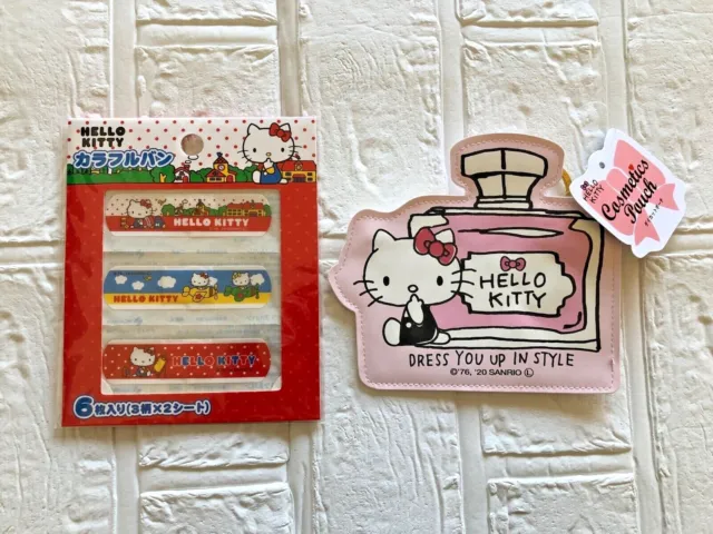 Hello Kitty Cute Adhesive Bandage & Pink Cosmetics Pouch JAPAN limited SANRIO