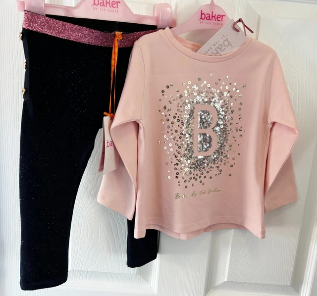 Leggings scintillanti e outfit top set bambino nuovo con etichette Ted Baker 12-18 mesi ragazze nuovi