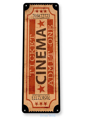 Admit One Movie Ticket Sign, Carnival Cinema Sign Movie Theater Tin Sign D181
