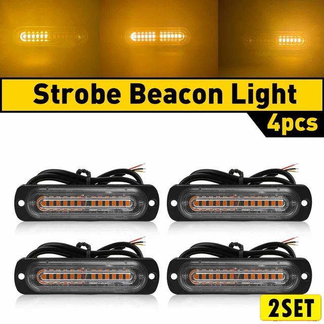 8x 12 LED Strobe Light Bar Car Truck Flashing Bright Hazard Beacon Amber USA