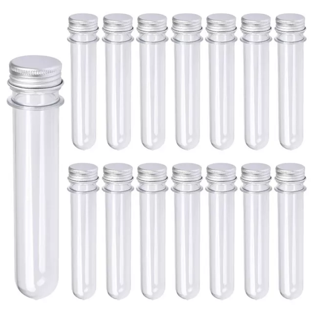 30 PCS 40ML Plastic Test Tubes with Screw Caps Reusable Transparent8724