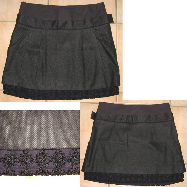 Jupe Noire Vintage Kookai - Taille 38 - Dentelle Bas - Occasion Très Bon état