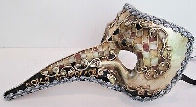 Dr. Nose  Handmade In Italy, Venetian, Iconic Papier Mache Mask, Black/Gold