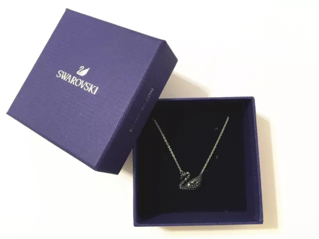 NIB Authentic Swarovski Silver Sparkle Crystal Iconic Swan Pendant Necklace