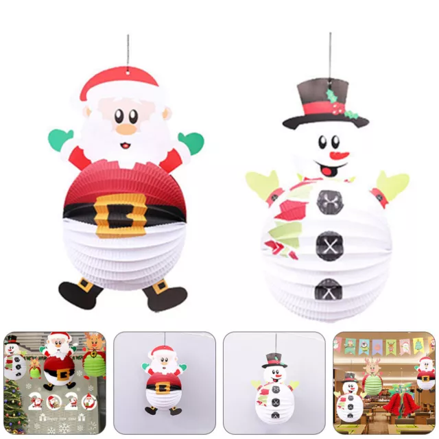 2 Pcs Christmas Lantern Centerpieces Decor Santa Lanterns Accessories