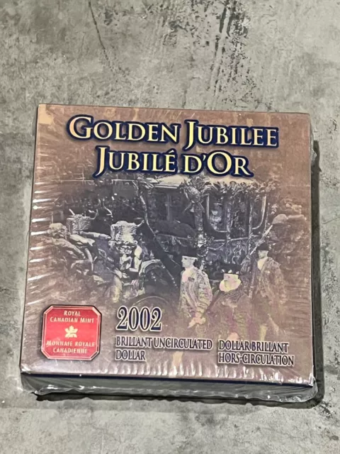 2002 Golden Jubilee Uncirculated Proof Like Silver Dollar 0.925 unopened box