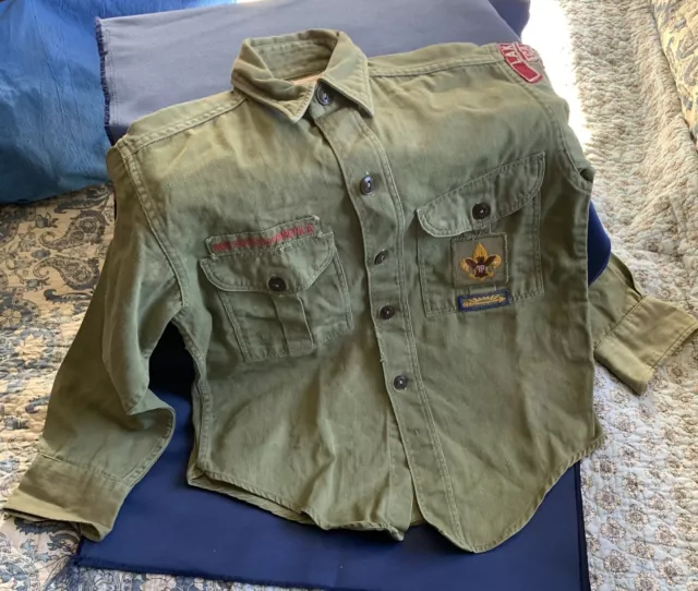 Vintage 50’s-60’s Boy Scouts Uniform Shirt With  Patches Lakeside California