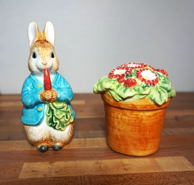 Beatrix Potter Peter Rabbit Flower Pot Salt & Pepper Shakers NEW 206903