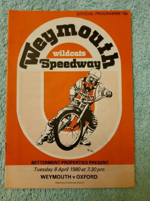 WEYMOUTH WILDCATS 1980 FIRST MEETING versus OXFORD CHEETAHS.  8th APRIL