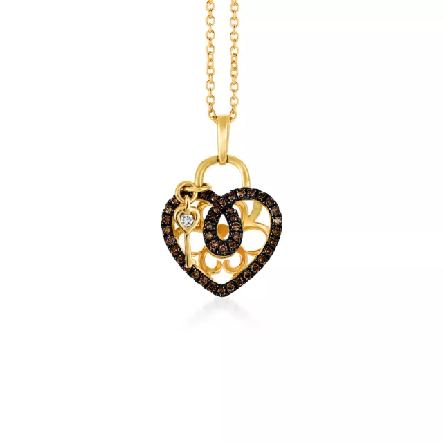 LeVian 14K Yellow Gold G-H SI1 Chocolate Diamond 0.23 cts 18" Pendant Necklace
