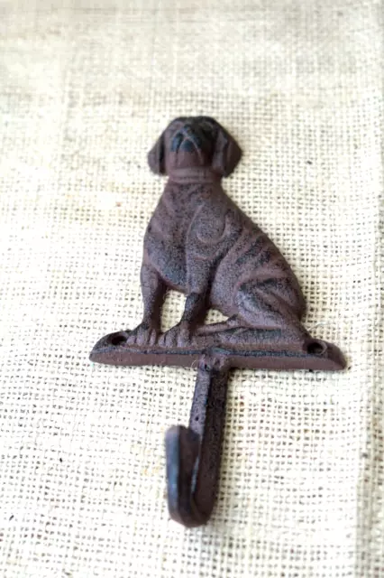 Cast Iron Antique Style DOG Coat Hooks Hat Hook Rack Towel LAB Retriever Puppy