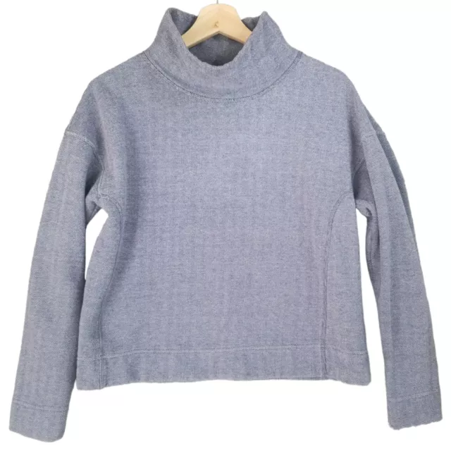 Vineyard Vines Blue Herringbone Mock Neck Sweatshirt Size Small Pullover