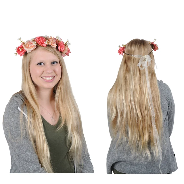 Flower Crown Pink Bride Carole Head Wreath Costume King Baskin Garland Floral